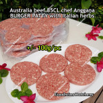 Australia beef mince 85CL Anggana's BURGER PATTY seasoned with Italian herbs ECONOMY THIN frozen price for 500g 5pcs
